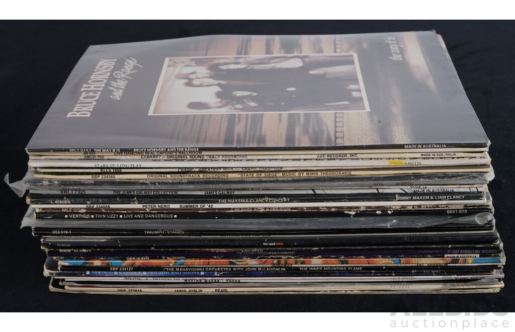 Collection Approx 30 Vinyl LP Records Including Janis Joplin, Queen, Thin Lizzy, Cream & More