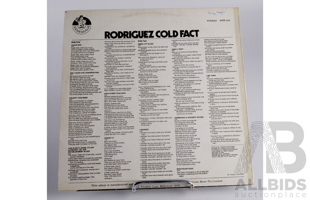 Rodriguez, Cold Fact, Vinyl LP Record