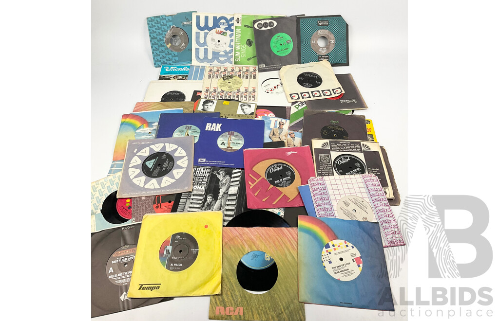 Large Collection Vinyl Seven Inch Singles, Mostly Great Hits and Misses of the 1960s and 1970s