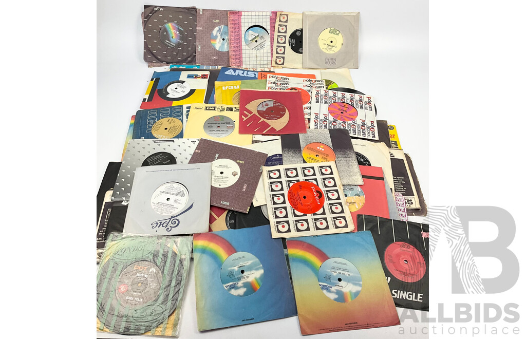 Large Collection Vinyl Seven Inch Singles, Mostly Great Hits and Misses of the 1960s and 1970s