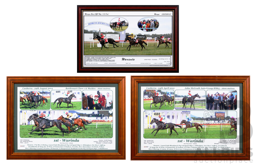 Thoroughbred Racing First Past the Post - Warinda - Quantity of 3