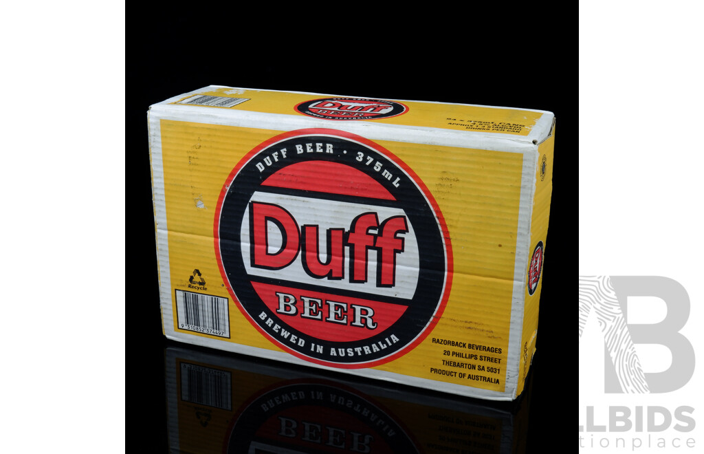 Sealed Case of Duff Beer Cans, Brewed in Australia, 24 x 375mL