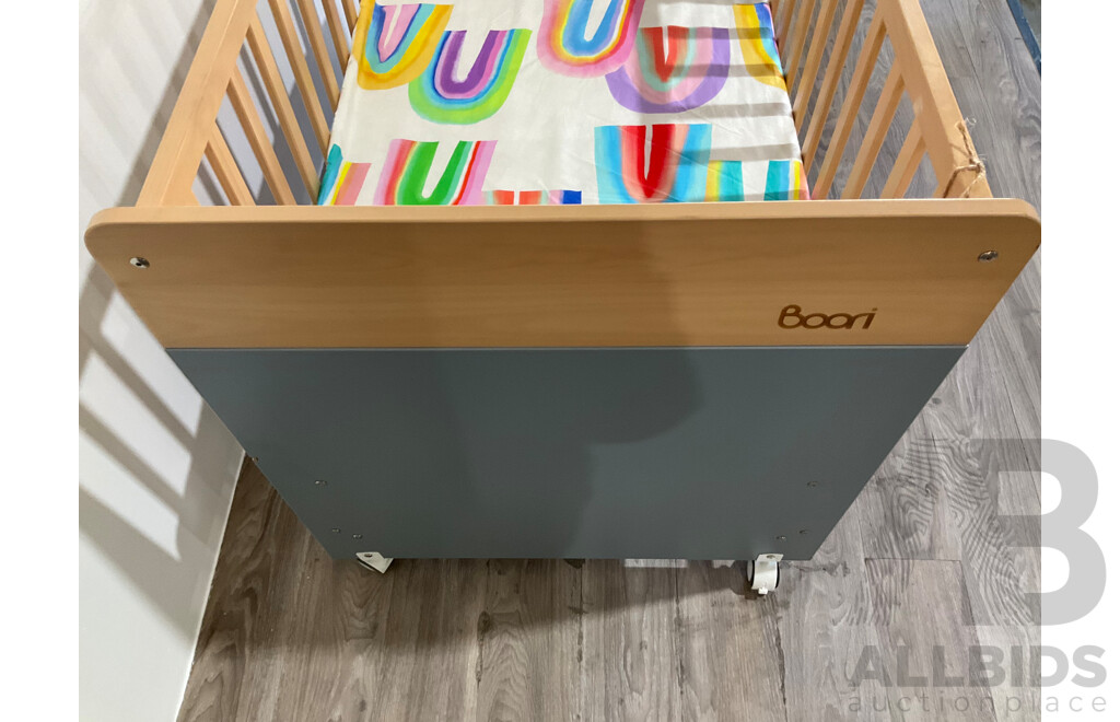 BOORI Neat Compact Cot Blueberry + Almond (B-NECCO/BAAD)  and BOORI Mattress - ORP $499.95