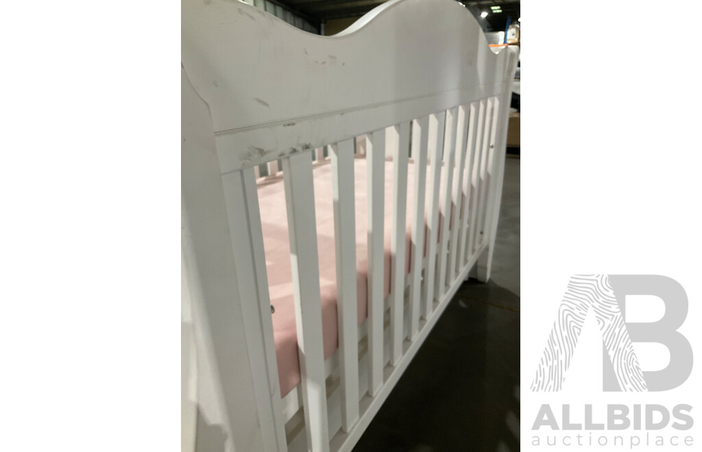 BOORI Sleigh Royale Cot (White) and Mattress - ORP $2069