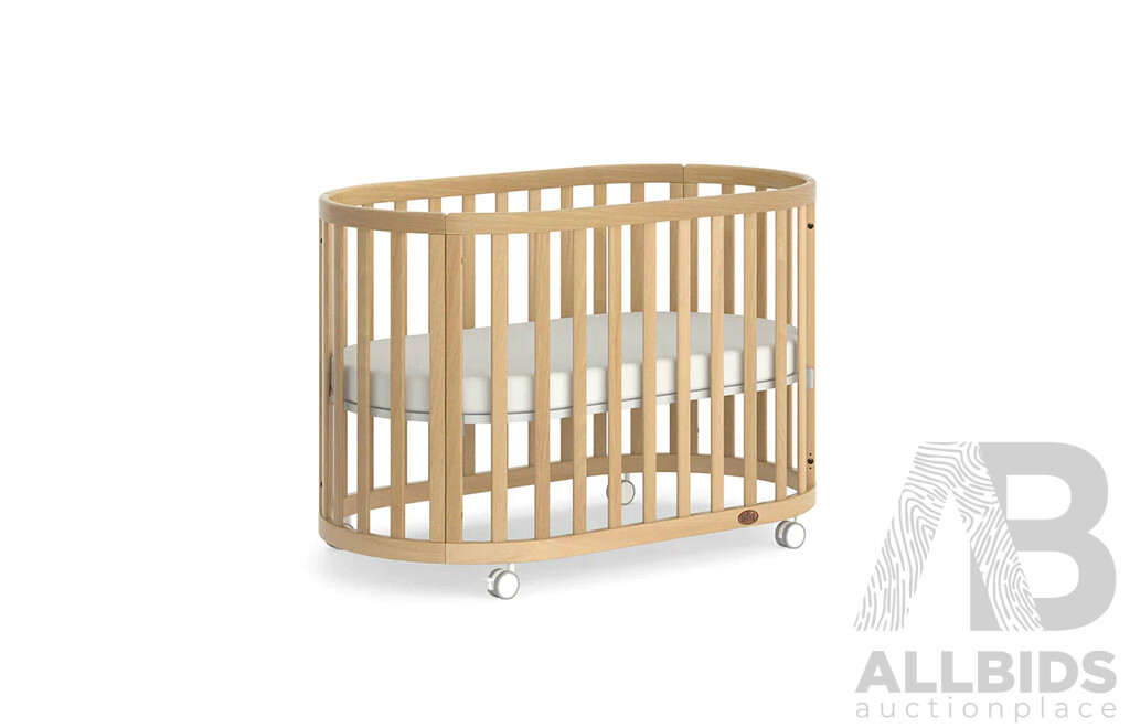 BOORI Eden Oval Cot (Beech) and Mattress - ORP $949