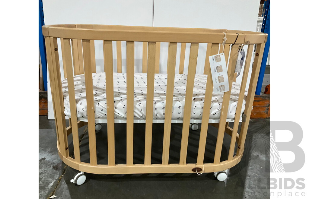 BOORI Eden Oval Cot (Beech) and Mattress - ORP $949