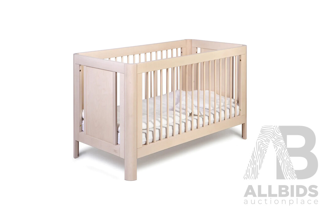 TROLL Sun Cot (White Wash) and PIXIEBABY Cot Mattress - ORP $1089