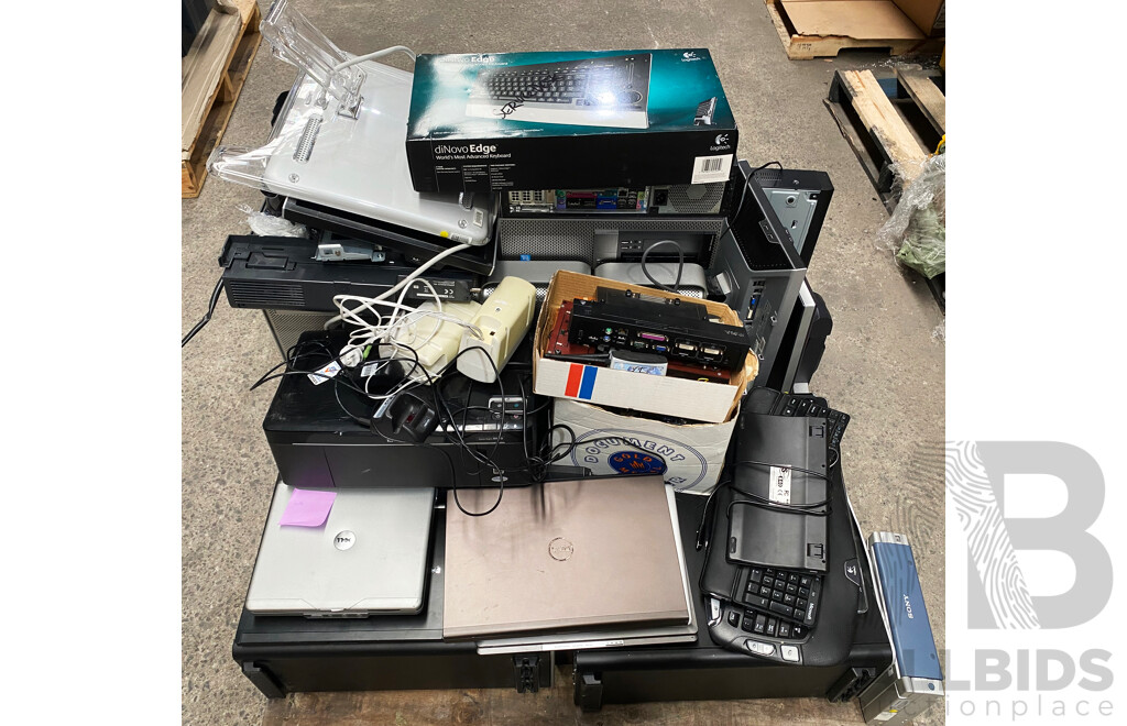 Pallet of Assorted Desktop Workstations/Laptops/Keyboards/Breadboards (Apple/Dell/HP/Logitech)