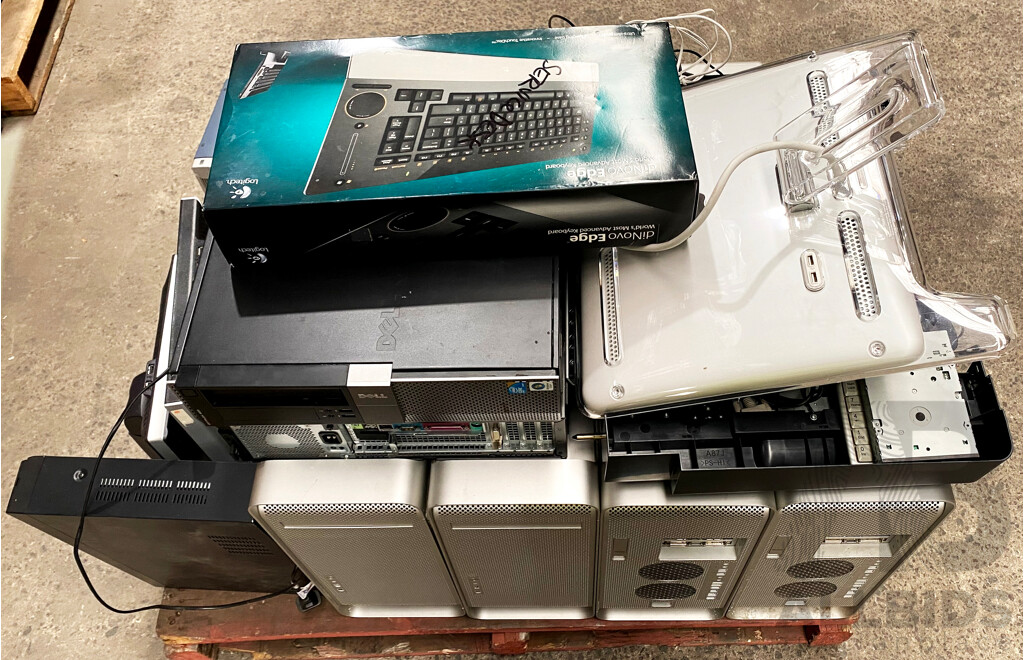 Pallet of Assorted Desktop Workstations/Laptops/Keyboards/Breadboards (Apple/Dell/HP/Logitech)