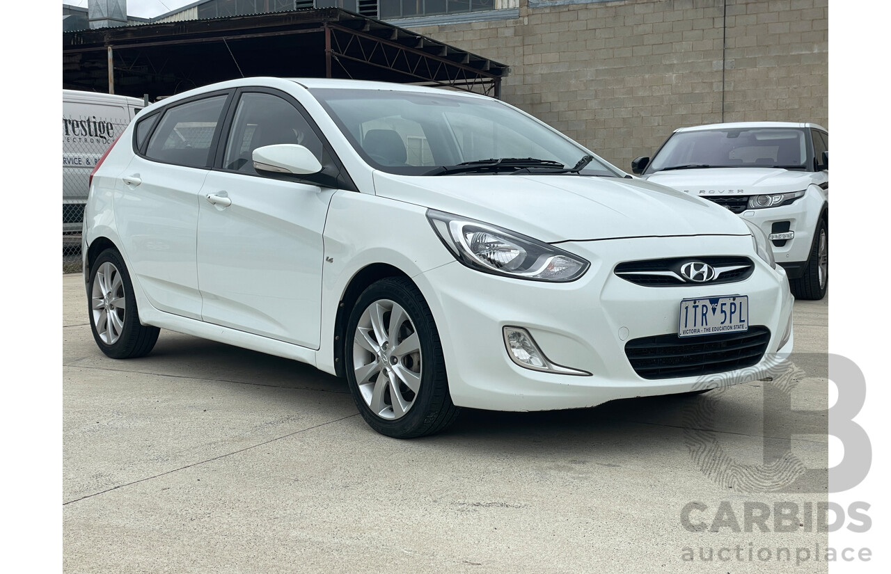 5/2012 Hyundai Accent Premium RB 5d Hatchback White 1.6L