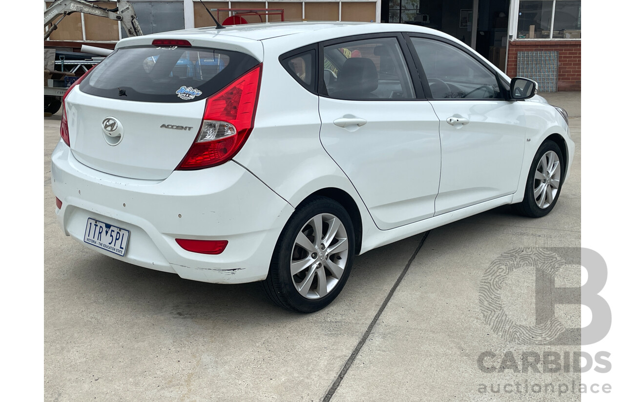 5/2012 Hyundai Accent Premium RB 5d Hatchback White 1.6L