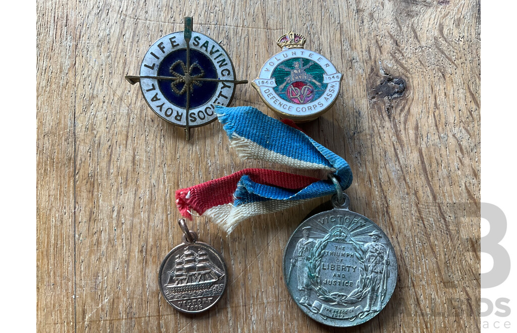 Royal Hobart Centenary Regatta 1938 Medallion, Three WW1 Victory Medallions, and More 