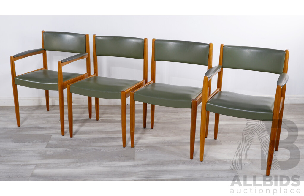 Set of 4 Kolter Furniture Green Vinyl Chairs, Including Two Carver Chairs