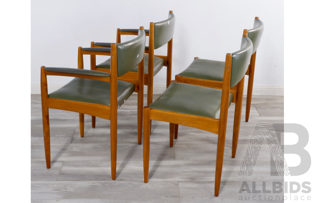 Set of 4 Kolter Furniture Green Vinyl Chairs, Including Two Carver Chairs