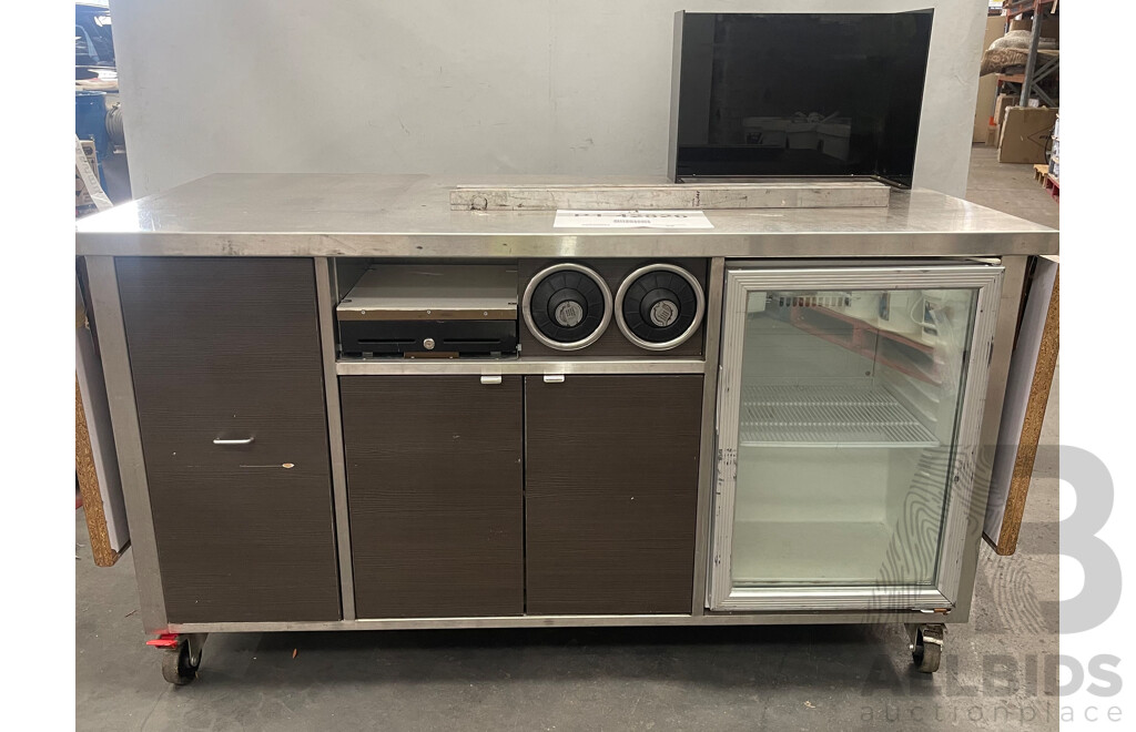 Mobile Coffee Cart with Fridge and Sink