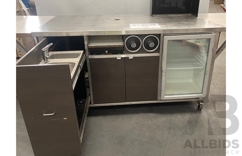 Mobile Coffee Cart with Fridge and Sink