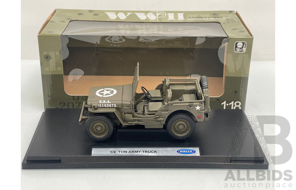 Welly Collectables 1/4 Ton Army Jeep  - 1/18 Scale