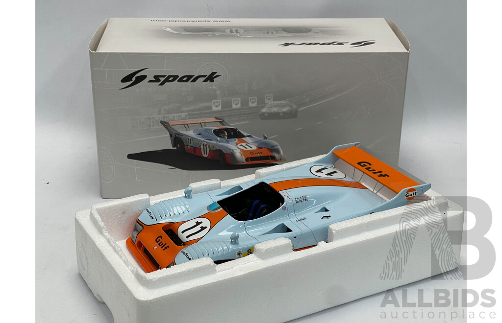 Spark Models 1975 Porsche Gulf Mirage GR8 Le Mans Winner - 1/18 Scale