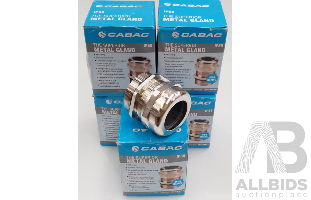 Cabac GU50 Metal Cable Glands - M50 Thread - Lot of Five - Brand New