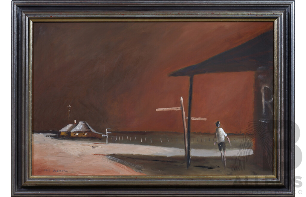 Eris Fleming (born 1943), Oil on Board, Outside the Royal Hotel, 32 x 50 cm