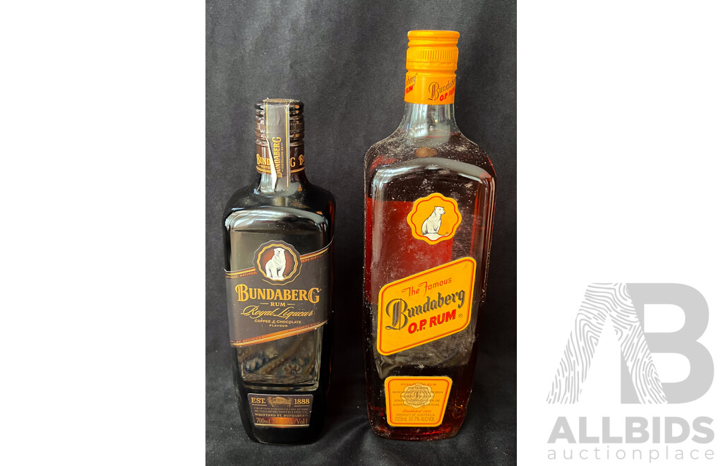 Two Bottles of Bundaberg Rum OP and Royal Liqueur