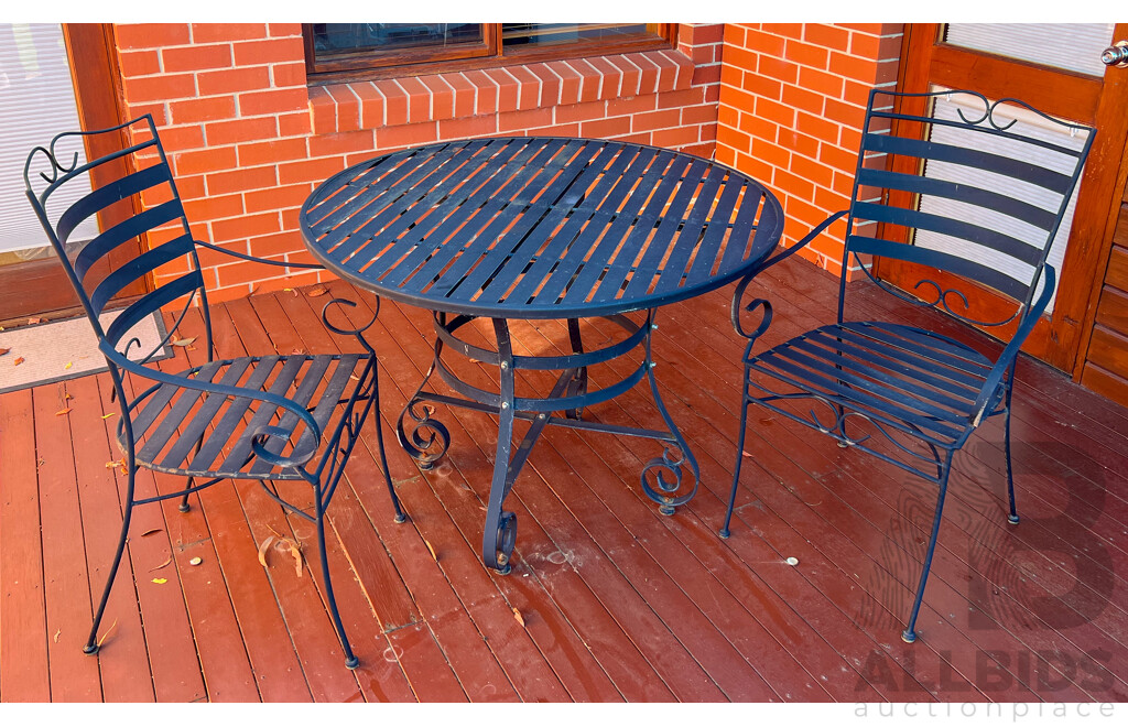 Steel Outdoor Setting with Two Chairs