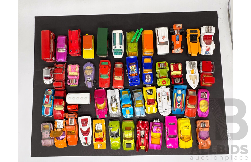 Toy Car Collection Mainly Matchbox Examples Case 33cm