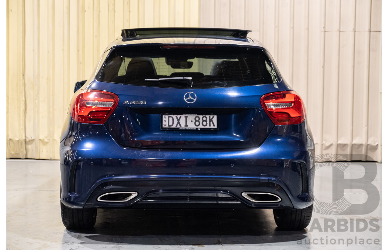 4/2018 Mercedes Benz A200 AMG Line W176 MY18 5d Hatchback Cavansite Blue Metallic Turbo 1.6L