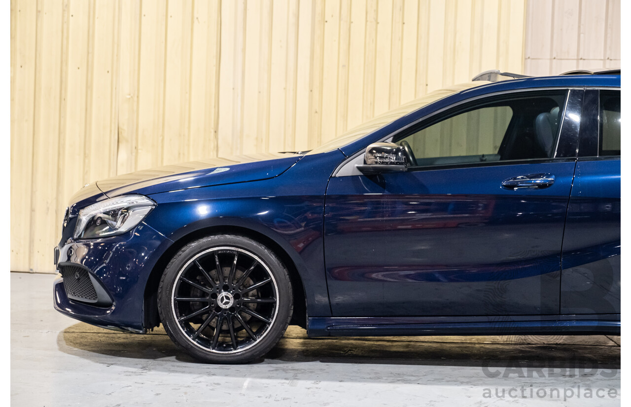 4/2018 Mercedes Benz A200 AMG Line W176 MY18 5d Hatchback Cavansite Blue Metallic Turbo 1.6L