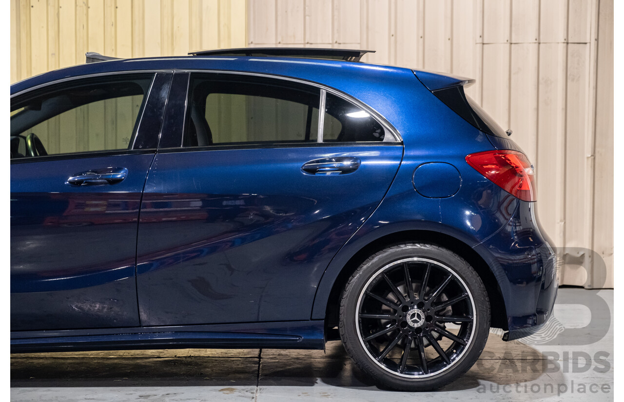 4/2018 Mercedes Benz A200 AMG Line W176 MY18 5d Hatchback Cavansite Blue Metallic Turbo 1.6L