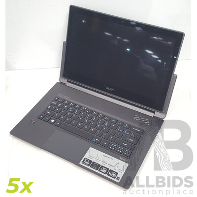 Acer (R7-371T-59GR) Aspire R 13 Intel Core i5 (5200U) 2.20GHz 2-Core CPU 13-Inch Convertible Touchscreen Laptop - Lot of Five