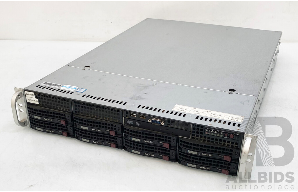 Supermicro (CSE-825) Intel Xeon (E5-2609 V4 ) 1.7GHz 8-Core CPU 2RU Server