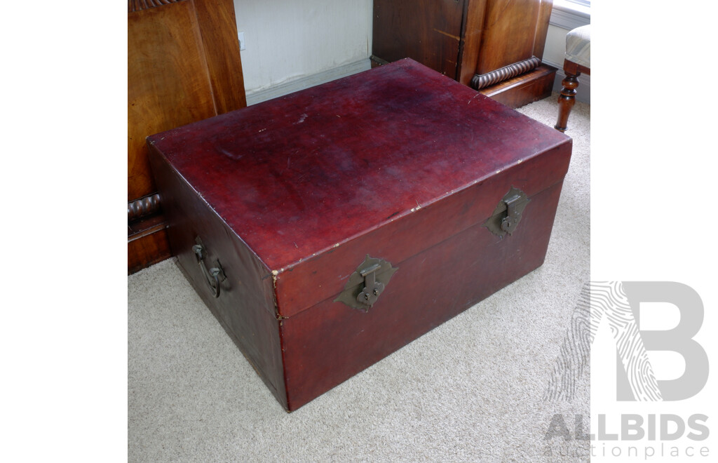 Vintage Chinese Led Lacquer on Leather Chest