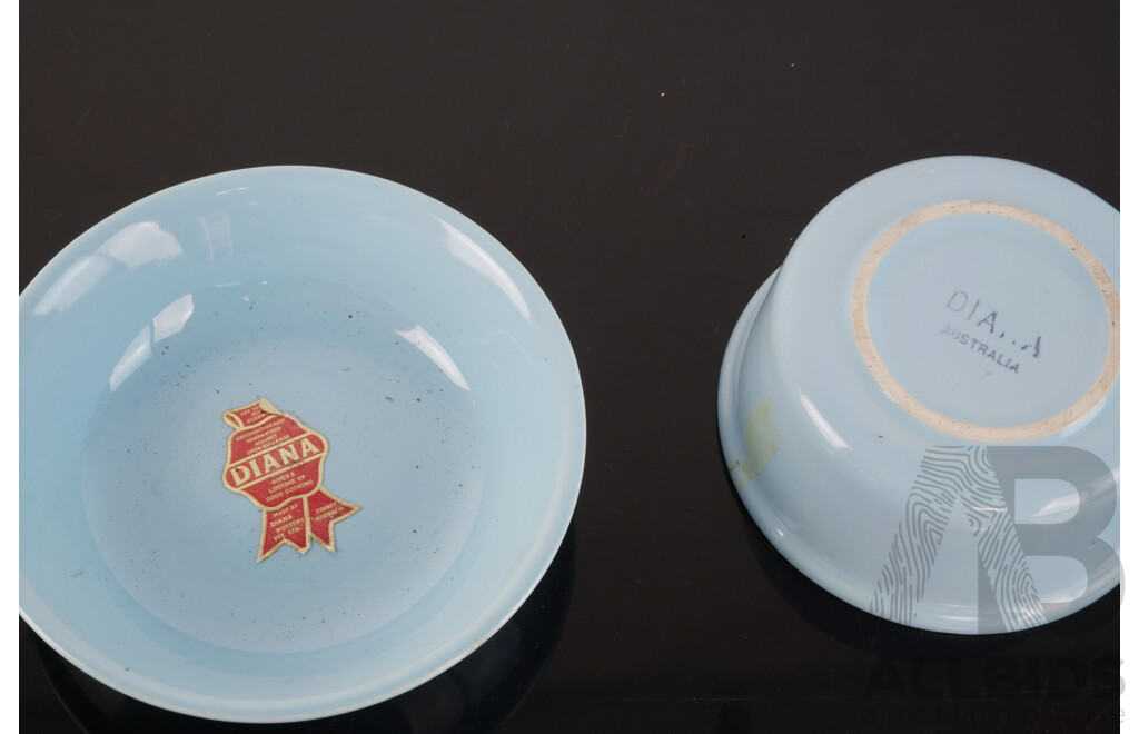 Vintage Australian Diana Pottery Dish and Bowl, Both with Original Labels