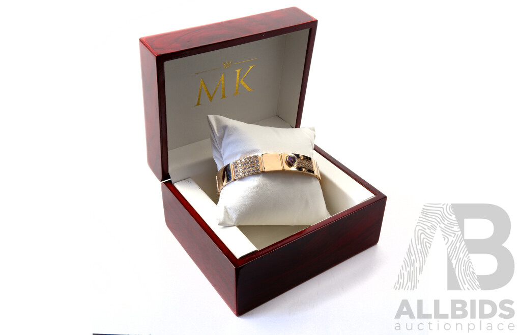 9ct Rose Gold Bangle Set Accentuated with CZ Stones (375)