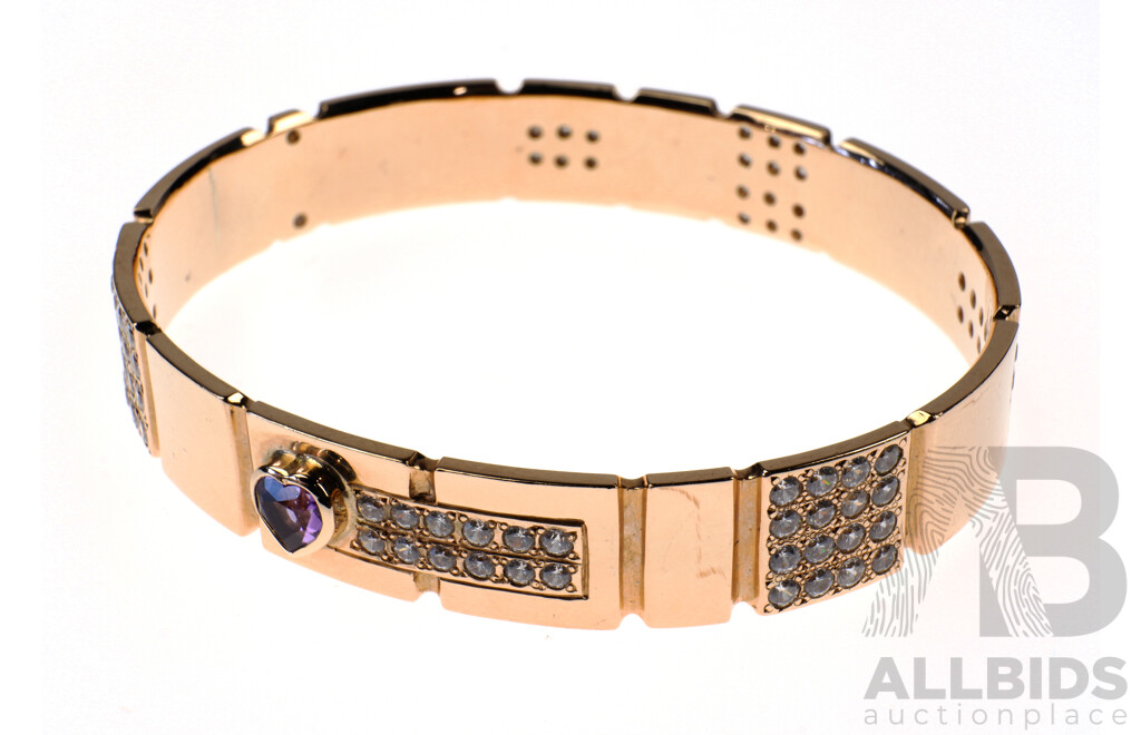 9ct Rose Gold Bangle Set Accentuated with CZ Stones (375)