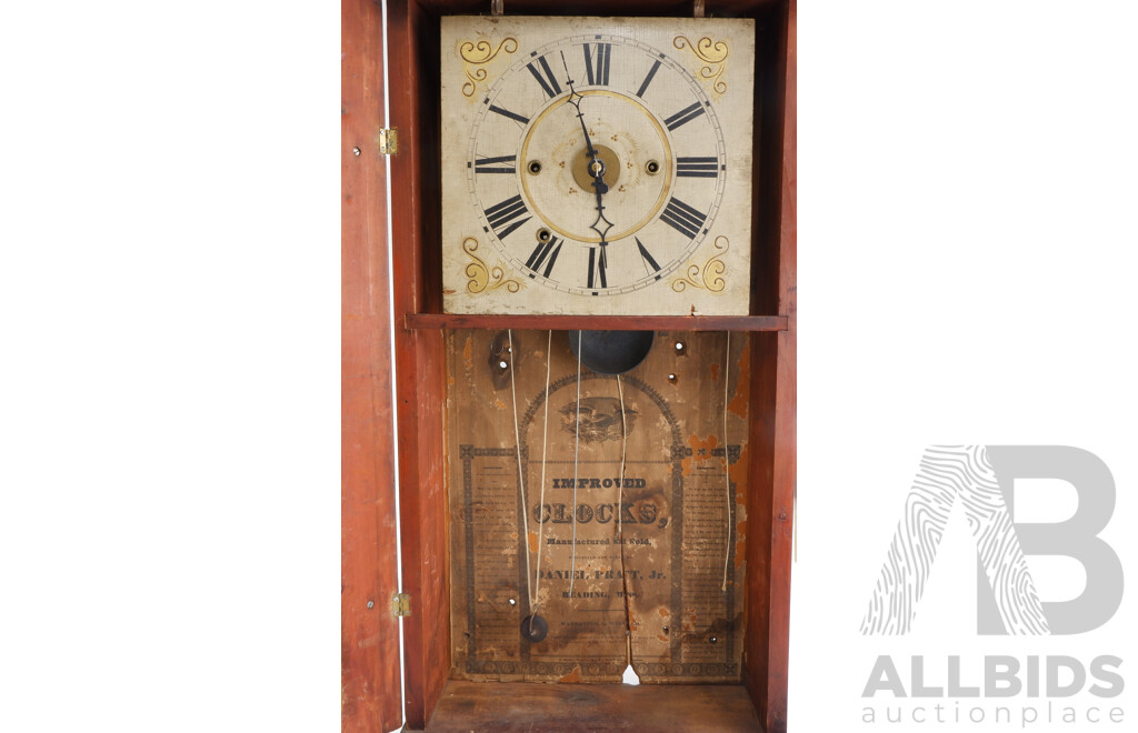 Antique Daniel Pratt, Jr Mahogany Column and Splat Shelf Clock Cica Late 1830's Made USA