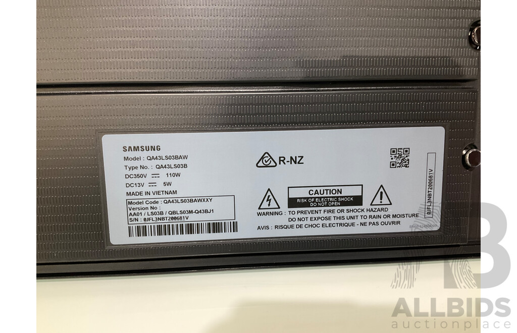 SAMSUNG 43inch the Frame QLED 4K Smart TV (2022) (QA43LS03BAWXXY) - Estimated ORP $1495
