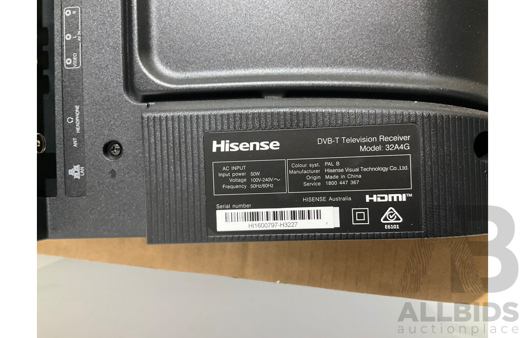 HISENSE 32inch HD TV Series A4G (32A4G) - Estimated ORP $449