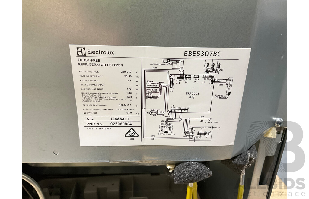 ELECTROLUX EHP 496 LTR 2 DOOR B/ MOUNT FREEZER - ORP $4149.00