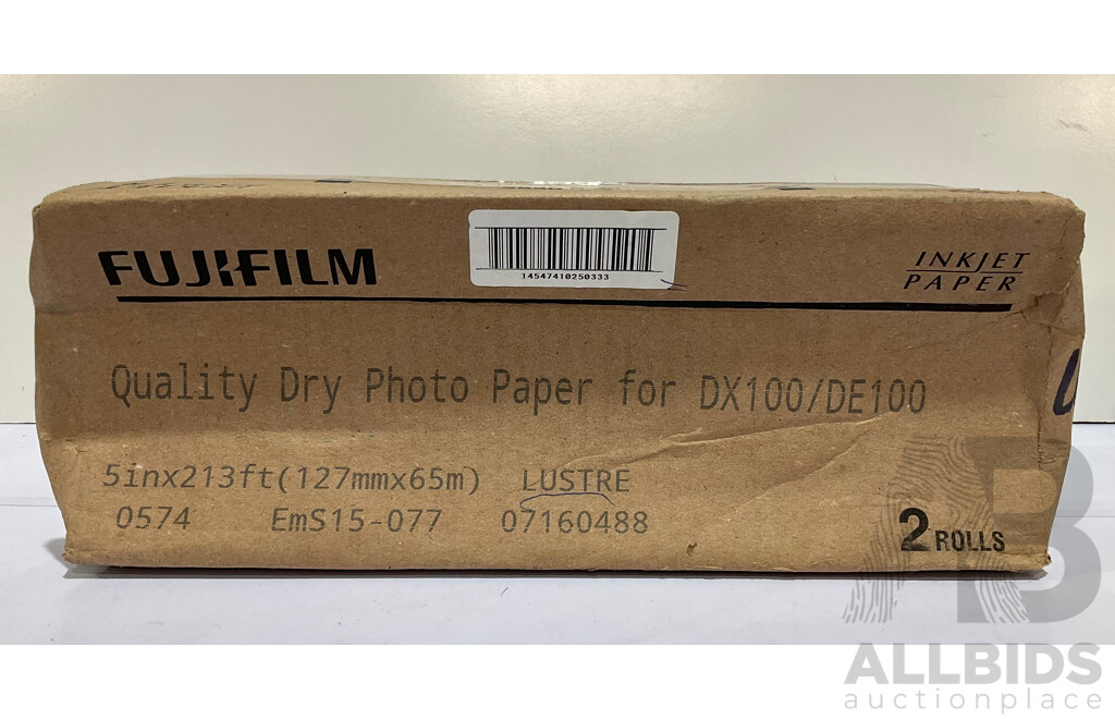 FUJI FILM - Quality Dry Photo Paper for DX100 - 2 Pack (Lustre - 127mm X 65m ) & 2 Pack (Glossy - 152mm X 65m - Lot of 2 - Estimated Total ORP $200.00