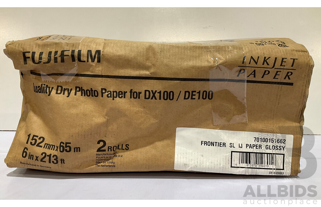 FUJI FILM - Quality Dry Photo Paper for DX100 - 2 Pack (Lustre - 127mm X 65m ) & 2 Pack (Glossy - 152mm X 65m - Lot of 2 - Estimated Total ORP $200.00