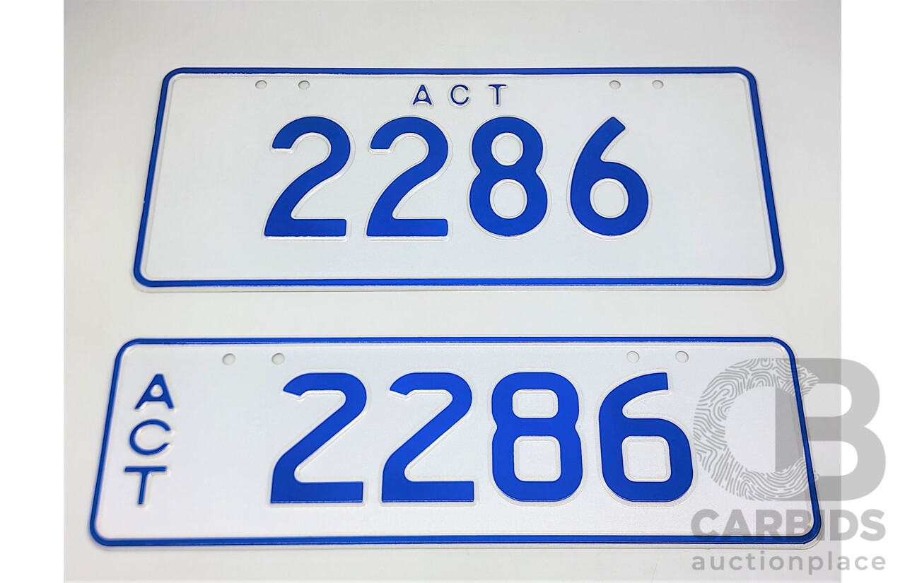 ACT 4 Digit Numerical Motor Vehicle Number Plate - 2286