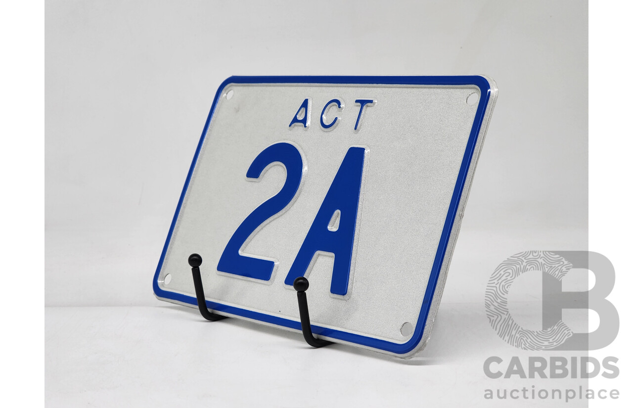 ACT Two Character Alpha Numeric Number Plate - 2A ( Number 2, Letter A)