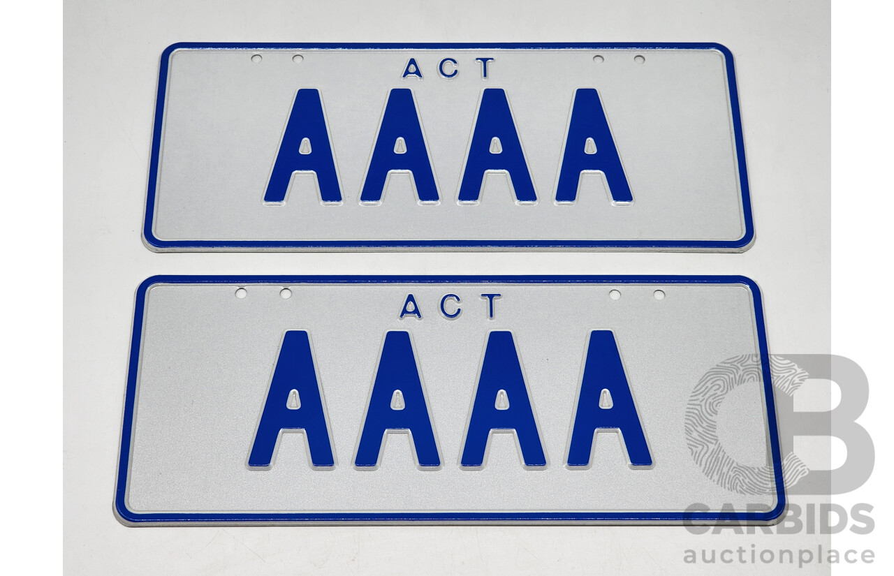 ACT 4 Character Motor Vehicle Number Plate - AAAA