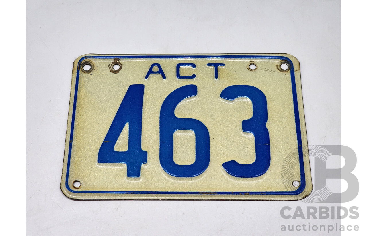 ACT 3 Digit Numerical Motor Vehicle Number Plate - 463