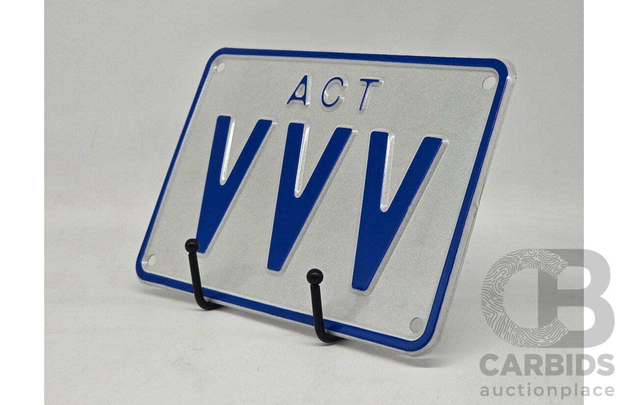 ACT 3 Character Motor Vehicle Number Plate - VVV