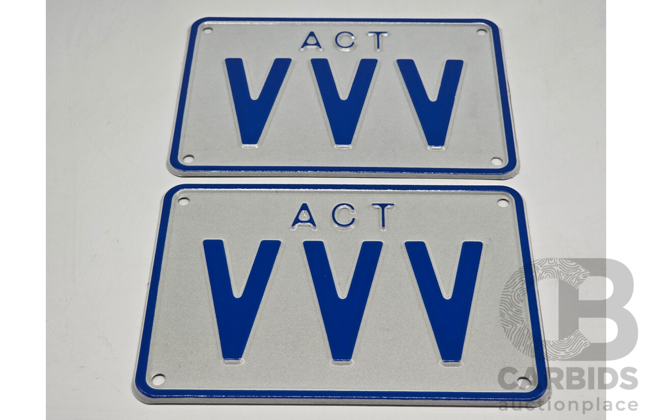 ACT 3 Character Motor Vehicle Number Plate - VVV
