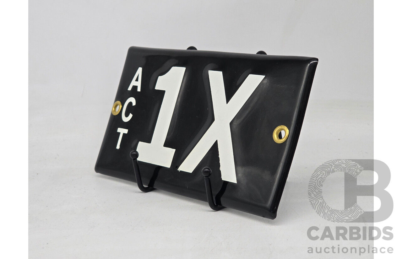 ACT Two Character Alpha Numeric Number Plate - 1X (Number 1, Letter X)