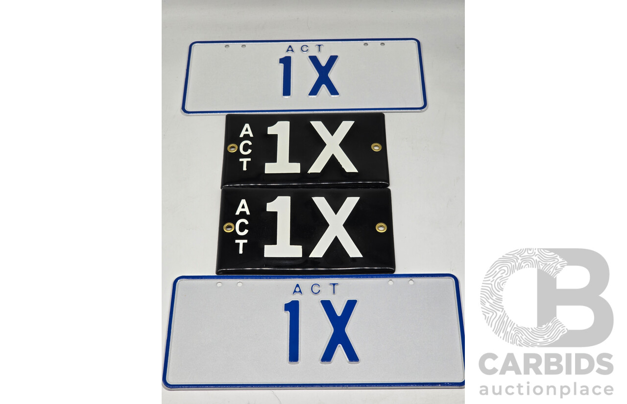 ACT Two Character Alpha Numeric Number Plate - 1X (Number 1, Letter X)